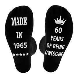 ORUZA 60th Birthday Socks for Men, 60 Years of Being Awesome Socks Gift Mens Black Calf-length Socks Non-slip Cotton Sock, Birthday Funny Gifts for Father Grandpa Boyfriend
