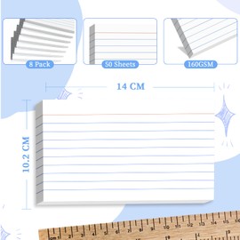 400 PCS Index Cards A6（10.2x14CM） Flash Cards, Revision Cards A6, White Ruled Flashcards, Revision Flash Cards, Record Study Recipe Note Cards for Taking Notes, Reminders