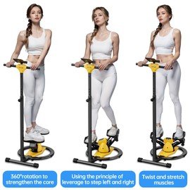 2-in-1 Twist Steppers for Exercise at Home, Stair Stepper with Adjustable Handlebar and Waist Twister, Quiet Portable Stair Stepper for Home, 300 LBS Loading Capacity, Stepper Machine with LCD Monitor