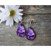 Southern Rampage Purple Galaxy Wood Tear Drop Printed Earrings Jewelry