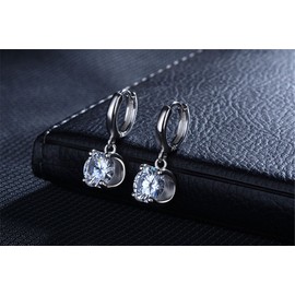 Boowhol Women's Diamond Clip on Earings Hoop Creole Glitter Zircon Moon 925 Sterling Silver Earrings