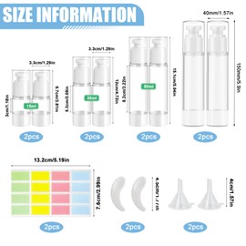 Pack of 8 Empty Airless Pump Dispenser, Cream Dispenser Pump Bottle, Empty Vacuum Travel Bottles, 15/30/50 ml Travel Dispenser Bottle, Vacuum, Cream Dispenser, Travel Bottles, Refillable Travel Pump