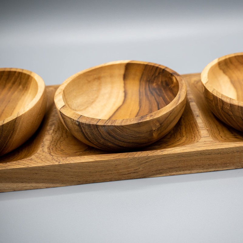 Mienloco Wooden Bowls with Serving Plate