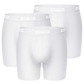 CHOHB Mens Underwear Micro Modal 3 Pack Mens Boxer Briefs Open Fly Underwear for Men, White-L