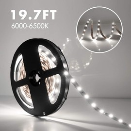 Sensky Motion Sensor LED Strip Light 6M Motion Activated LED Strip Kit for Under Cabinet, Under Bed, Pantry, Kitchen, Stairway, Closet Lighting DIY Decoration (White 6000-6500K)