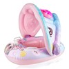 SENLINLIN Baby Swimming Ring with Sun Canopy, Inflatable Mermaid Swimming