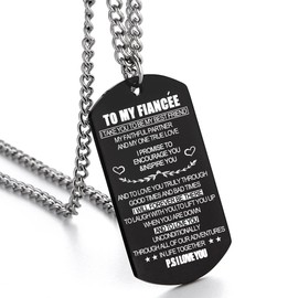 ZJFHTD To My Fiance Fiancee Dog Tag Necklace Future Husband Wife Boyfriend Girlfriend Valentine Gift