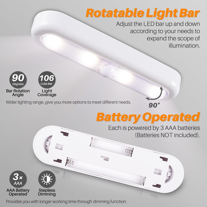 STAR-SPANGLED 3 Pack 7” Dimmable Push Tap Lights, Stick on