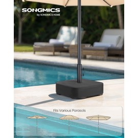 SONGMICS Umbrella Base, Square Patio Umbrella Stand, Sand Fillable Bag 88 lb, for 5-10 ft Umbrellas, Heavy-Duty, for Poles of Different Diameters, Oudoor Beach Lawn, Black UGUB0042B01