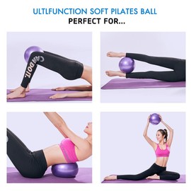 PROVO Mini Pilates Ball Gymnastics Ball Small Non-Slip & Lightweight Soft Fitness Yoga Ball for Home Office Seat Ball Rehabilitation Back Training & Coordination Including Inflation Tubes Blue &