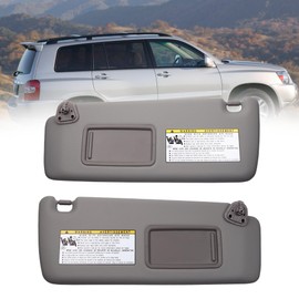 Dasbecan Gray Pair Sun Visor Sun Shade Replacement with Vanity Mirror Compatible with Toyota Highlander 2004 2005 2006 2007 Replaces# 74320-48260-A0 (2PCS)