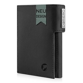 DORERO Slim Wallet - Mini Wallet Men & Women Small - RFID Protection - Men's Wallet with Coin Compartment Wallet - Credit Card Holder for up to 11 Cards, Classic Black, Minimal