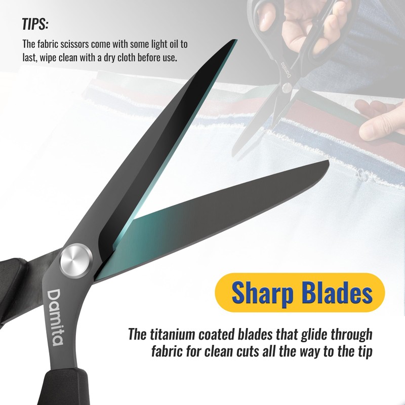 Damita 8.5" Heavy Duty Sewing Scissors - Black Titanium Coated