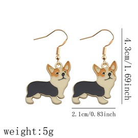 DIYANMMY Cute cartoon alloy Corgi Dog Drop Dangle Earrings On Charm Animal Jewelry Corgi Gift For Pet Lover Corgi Mom Puppy Mom (Dog earrings)