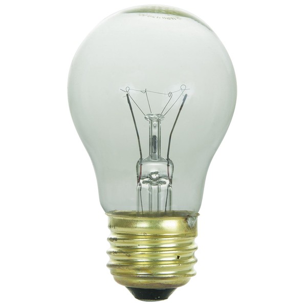 Sunlite 15A15/CL Incandescent 15-Watt, Medium Based, A15 Appliance Bulb, Clear