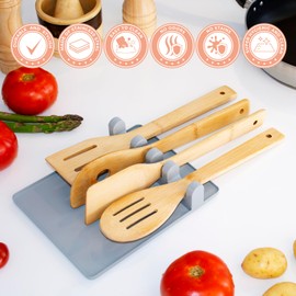 ELITE EARTH Stainless Steel Extra Large Utensil Rest Pro for Multiple Utensils - Premium Spoon Rest for Stove Top - Hygienic, Easy to Clean, No Odors or Stains - Specialized Spoon Holder for Stove