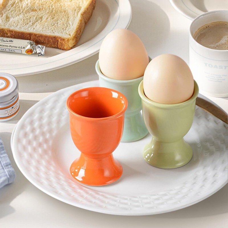 EEPLUYTY Pack of 6 Ceramic Egg Cups, Colourful Ceramic Egg