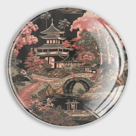 Evans1nism Fridge Magnets Glass Strong Magnets Charcoal Coral Asian Round Magnets Ethnic Style Elegant Decorative Magnets for Fridge Cute Decor for Home Kitchen 2 Pcs