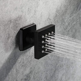 Cascada Modern Solid Brass 16-Nozzle Square Body Spray Jets Shower (Black)