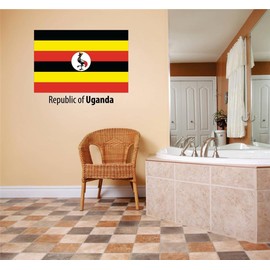 Decals & Stickers : Republic Of Uganda Flag Country Pride Symbol Sign / Banner Emblem - Home Decor Boys Girls Dorm Room Bedroom Living Room Peel & Stick Picture Art Graphic Design Car Window Text Lettering Mural – Size : 10 Inches X 20 Inches - 22 Colors