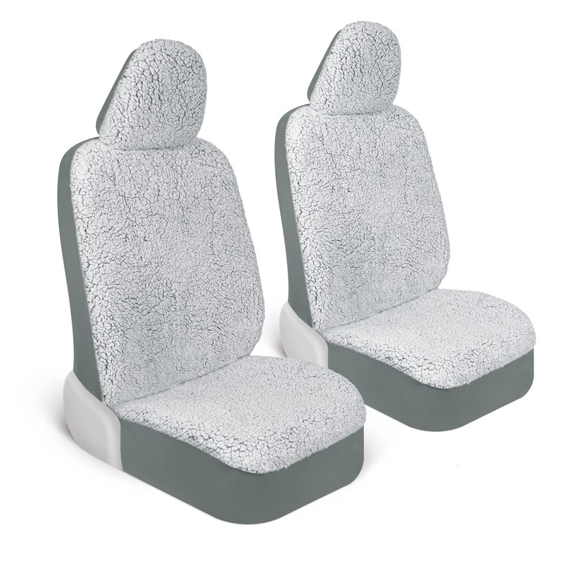Carbella Plush Sherpa Fleece, 2 Pack Gray Seat Cover for