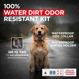 WAUDOG Waterproof Dog Collar - Adjustable Collar with Air Holder and QR Tag for Large, Small and Medium Breeds