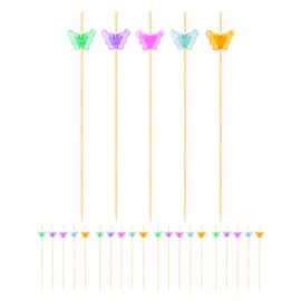 OGGI Butterfly Cocktail Picks for Drinks 20 pcs - Butterfly Cocktail Picks for Appetizers, Cocktail Picks Reusable, Butterfly Theme Party Decorations, 4.5" / 11.5cm
