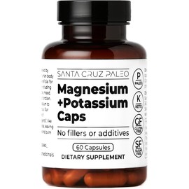 Magnesium & Potassium Supplement Capsules for Men and Women, Paleo & Keto Friendly, Sugar & Gluten Free, 166mg Magnesium Glycinate, 38mg Potassium Citrate, 60 Caps
