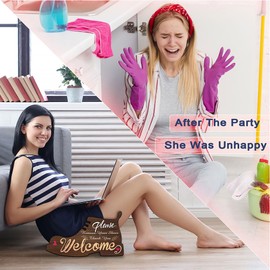 Shoe Shaped No Shoes Sign - Wooden Footwear Removal Plaque for Front Door Entryway Eye-Catching Take Off Your Shoes Sign Decor with Welcome Message | Please Remove Footwear House Rule Wall Hanger Gift