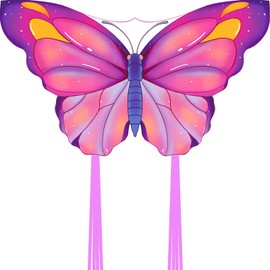 Hoohaha Butterfly Kites are Easy to Fly for Children and Adults. Large Single line Couple Kite for Outdoor Activities at The Beach, with About 300 feet Kite Handle. (Violet)