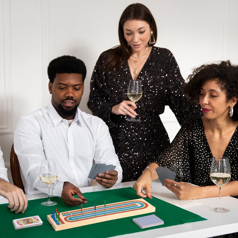 3-Track Color-Coded Wooden Cribbage Board Game – Perfect for Family