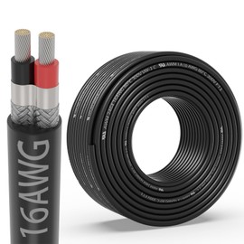 16 Gauge 2 Conductor Shielded Wire 25FT, UL2464 16 AWG 2 Shielded Cable Tinned Copper Stranded 16/2 CNC Wires for CNC VFD Spindle, Stepper Motor, 3D Printer, Sound, Speaker, Signal Transmission
