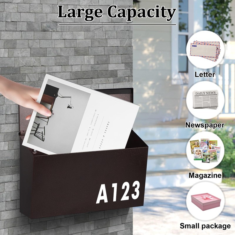 Dalmbox Wall-Mount Mailbox Large Mailbox for Post Rust-Proof Galvanized Steel