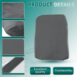 AUTOKAY BIKEQ-CP-005_2 Armrest Center Console Lid Truck Leather Synthetic Cover Skin Gray Fits for Dodge Ram 1500 2500 3500 2002 2003 2004 2005 2006 2007 2008