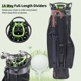 14 Way Golf Stand Bag, Golf Bags for Men with Stand, Full Length Top Dividers Ergonomic with 8 Pockets Golf Club Bags Lightweight and Durable for Men & Women