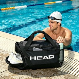 HEAD Bolsa de tenis impermeable de 45 l para hombre, bolsa deportiva de gimnasio de gran capacidad con compartimento para zapatos, bolsa de lona cruzada ligera para negocios, entrenamiento, fitness, f