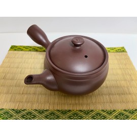 Japanese Banko-yaki (ware) Ceramic Left-Handed Teapot Kyusu 5.3 Inches in Diameter H3.35 Inches 11.8 Fluid Ounces, Shidei purple clay (Left-Handed) TR57219