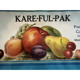 Vintage Prentice Pear Fruit Crate Label 1950S YAKIMA Washington KARE-FUL-PAK NOS