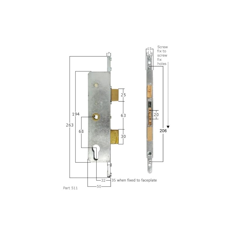 Fullex SL16 35mm Backset Lock Case Gear Box 68pz