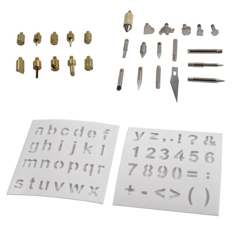 37pc Complete Wood Burning Pen & Assorted Soldering Tips Stencil