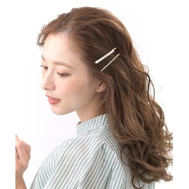 VINGTAINE H-461 Pearl Rhinestone Hair Pins Set of 2 Hair Accessories -