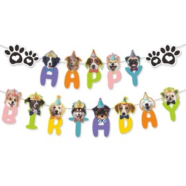 Dog Happy Birthday Banner and Sign - Birthday Party Decorations for Kids, Pets, and Baby Shower - Theme Party Supplies