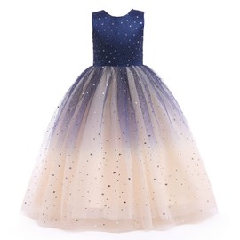 Limlope Flower Girls Tulle Princess Pageant Dresses Sparkle Tulle Satin Embroidered Sequin Dress Sleeveless Party Prom Formal Ball Gown
