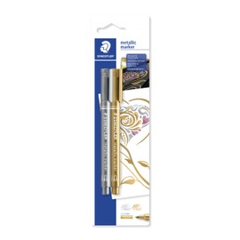 Staedtler 8323-SBK2 Metallic Markers - Gold/Silver (Pack of 2)