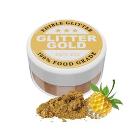 Essbarer Glitzer - 6g Lebensmittelfarbe Pulver für Schokolade, Erdbeeren, Cupcakes, Kuchen, Fondant (Gold)