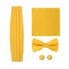 Yellow Silk pre-tied Bow Ties For Men Handkerchiefs Cufflinks and