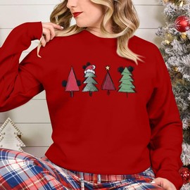 JINTING Christmas Sweatshirt for Women Christmas Tree Pullover Xmas Holiday Crewneck Sweatshirts Long Sleeve Top Red