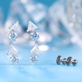 Limerencia Titanium Stud Earrings for Women, G23 Implant Quality Medical Earrings, Nickel-Free Health Plugs for Sensitive Ears, Titanium, Zircon