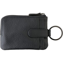 Slip-On AZ Key Pouch, Solid Black, A-IAZ-4506, Genuine Leather, Key Case, Accessory Case