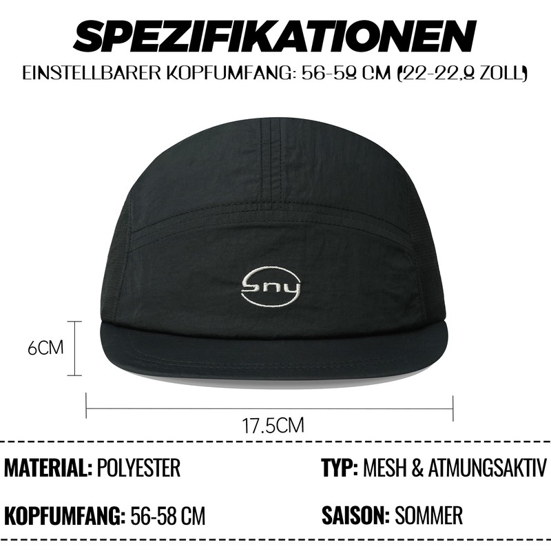 CLAPE 5 Panel Cap Short Brim Baseball Cap Flat Hat